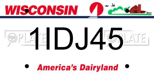 1IDJ45 Wisconsin License Plate