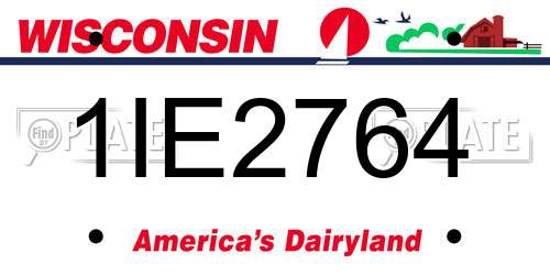1IE2764 Wisconsin License Plate