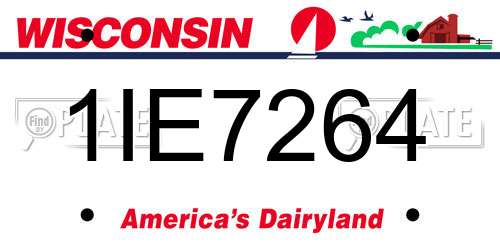 1IE7264 Wisconsin License Plate
