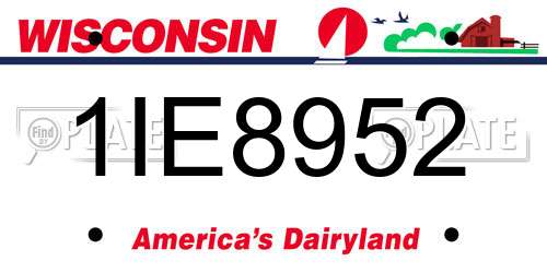1IE8952 Wisconsin License Plate