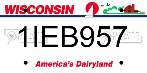 1IEB957 Wisconsin License Plate