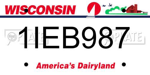 1IEB987 Wisconsin License Plate