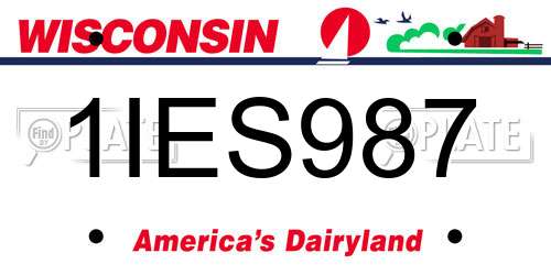1IES987 Wisconsin License Plate
