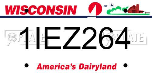1IEZ264 Wisconsin License Plate