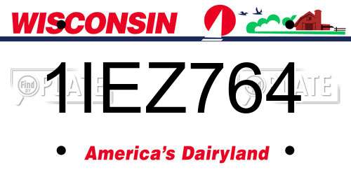 1IEZ764 Wisconsin License Plate
