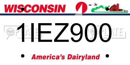 1IEZ900 Wisconsin License Plate