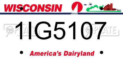 1IG5107 Wisconsin License Plate