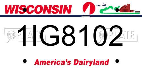 1IG8102 Wisconsin License Plate