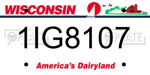 1IG8107 Wisconsin License Plate