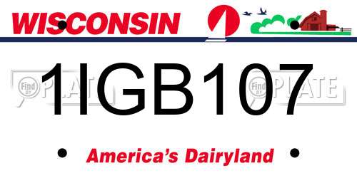1IGB107 Wisconsin License Plate