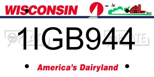 1IGB944 Wisconsin License Plate