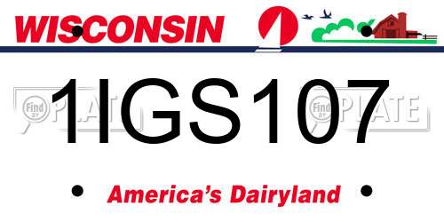 1IGS107 Wisconsin License Plate