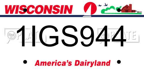 1IGS944 Wisconsin License Plate