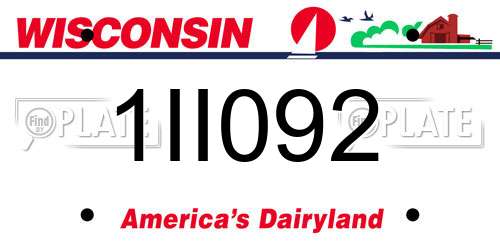 1II092 Wisconsin License Plate