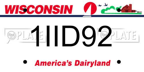 1IID92 Wisconsin License Plate