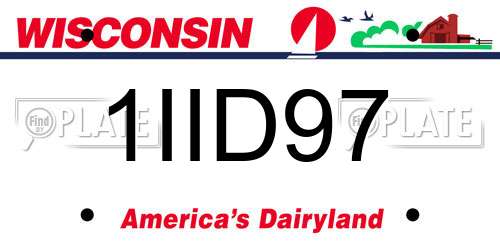 1IID97 Wisconsin License Plate