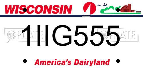 1IIG555 Wisconsin License Plate