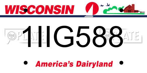 1IIG588 Wisconsin License Plate