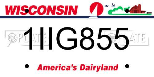 1IIG855 Wisconsin License Plate