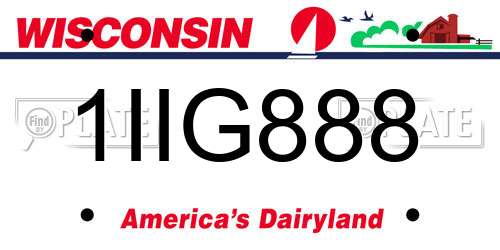 1IIG888 Wisconsin License Plate