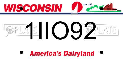 1IIO92 Wisconsin License Plate