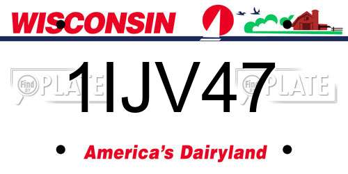 1IJV47 Wisconsin License Plate