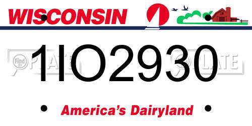 1IO2930 Wisconsin License Plate