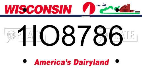 1IO8786 Wisconsin License Plate