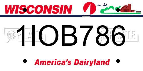 1IOB786 Wisconsin License Plate