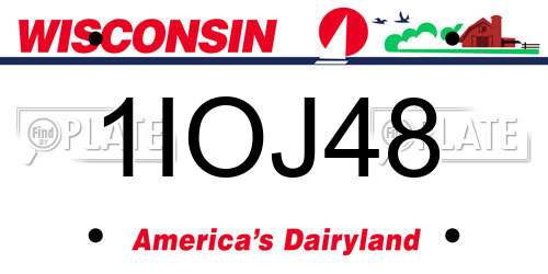1IOJ48 Wisconsin License Plate