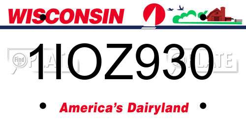 1IOZ930 Wisconsin License Plate