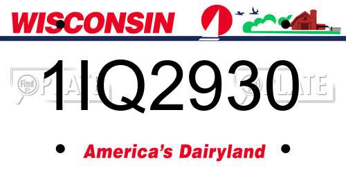 1IQ2930 Wisconsin License Plate