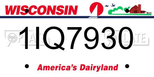 1IQ7930 Wisconsin License Plate