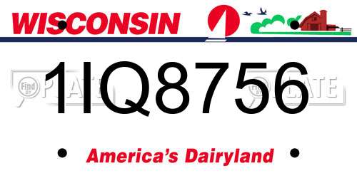 1IQ8756 Wisconsin License Plate