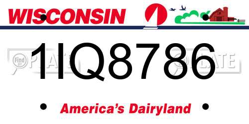 1IQ8786 Wisconsin License Plate