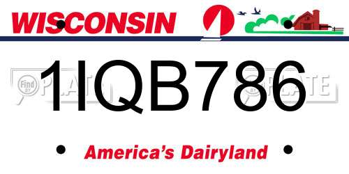 1IQB786 Wisconsin License Plate