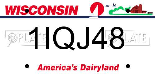 1IQJ48 Wisconsin License Plate