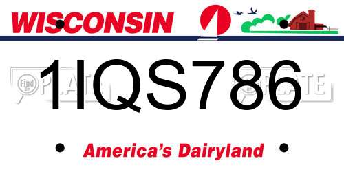 1IQS786 Wisconsin License Plate