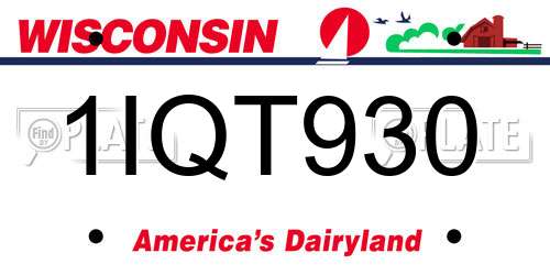 1IQT930 Wisconsin License Plate