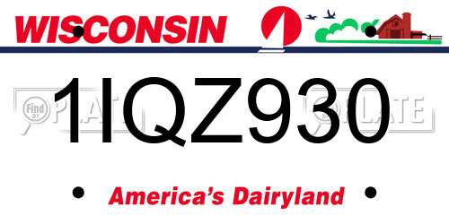 1IQZ930 Wisconsin License Plate