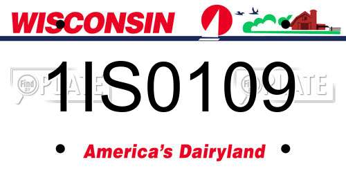 1IS0109 Wisconsin License Plate