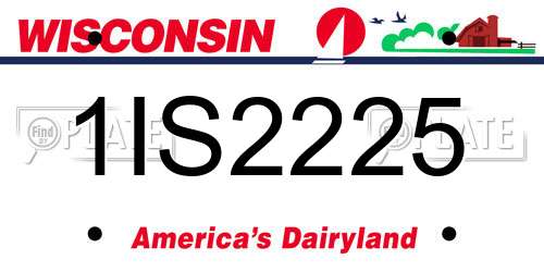 1IS2225 Wisconsin License Plate