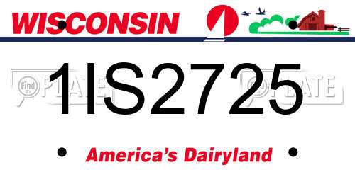 1IS2725 Wisconsin License Plate