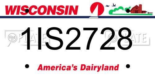 1IS2728 Wisconsin License Plate