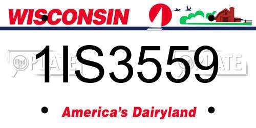 1IS3559 Wisconsin License Plate