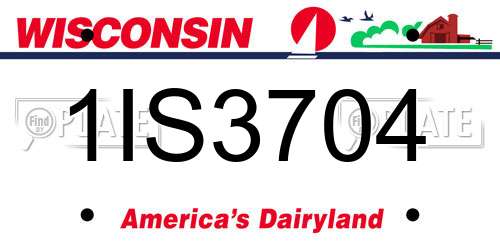 1IS3704 Wisconsin License Plate