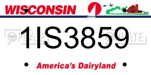 1IS3859 Wisconsin License Plate