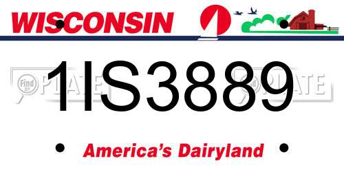 1IS3889 Wisconsin License Plate