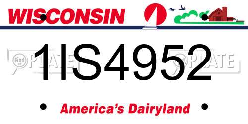 1IS4952 Wisconsin License Plate