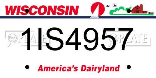 1IS4957 Wisconsin License Plate